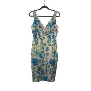 NWT ELIZA‎ J STUNNING EMBROIDERED FLORAL V-NECK COCKTAIL DRESS WOMENS SIZE 6